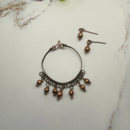 Copper Bronze Dangle Bib Style Doll Necklace & Earrings Set • 16 Inch Fashion Doll Jewelry
