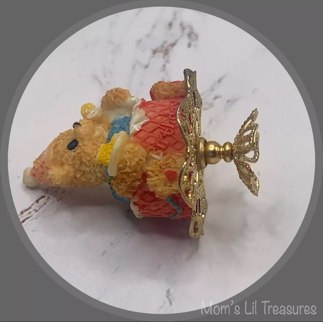 Dollhouse Miniatures • Teddy Bear Birthday Cake On Pedestal Platter