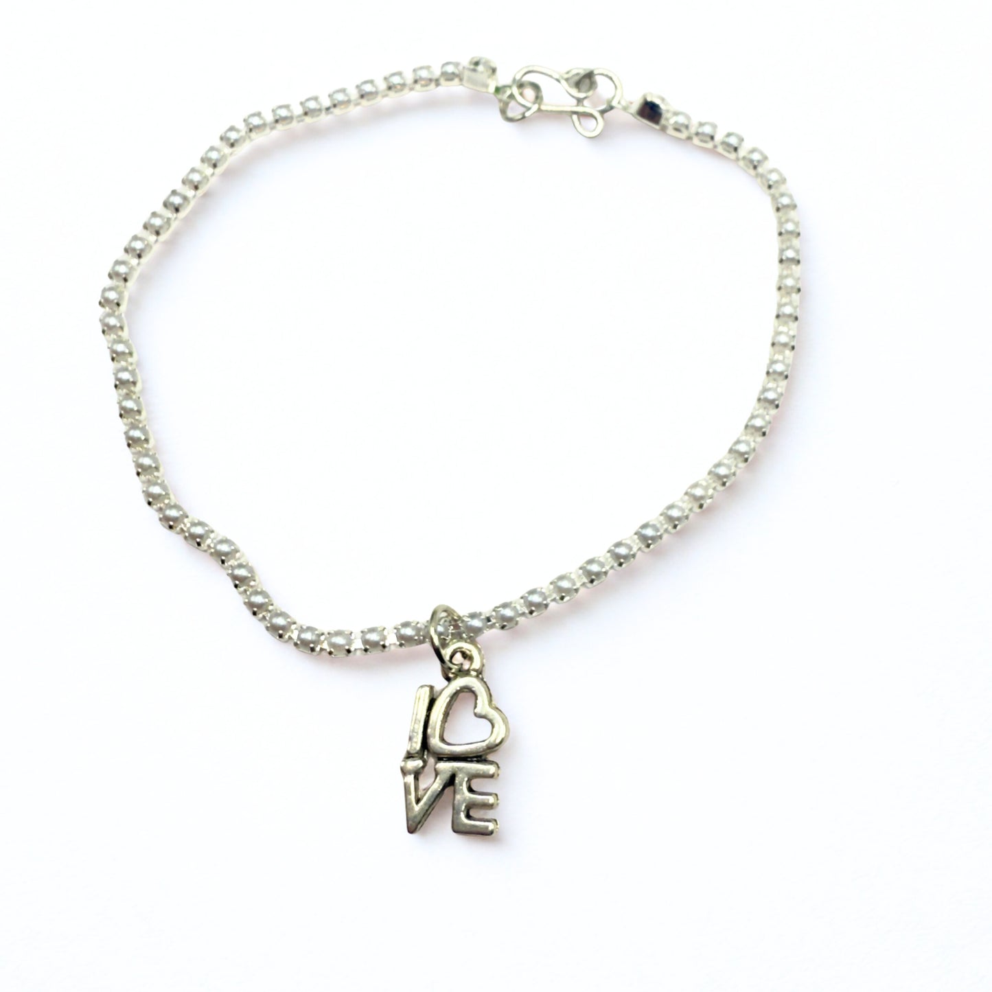 Silver Love Charm Pearl Cup Chain Doll Necklace • 18 Inch Fashion Doll Jewelry