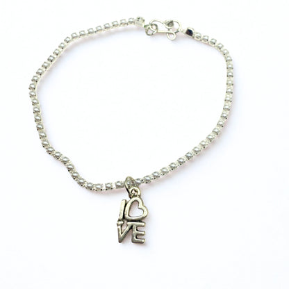 Silver Love Charm Pearl Cup Chain Doll Necklace • 18 Inch Fashion Doll Jewelry
