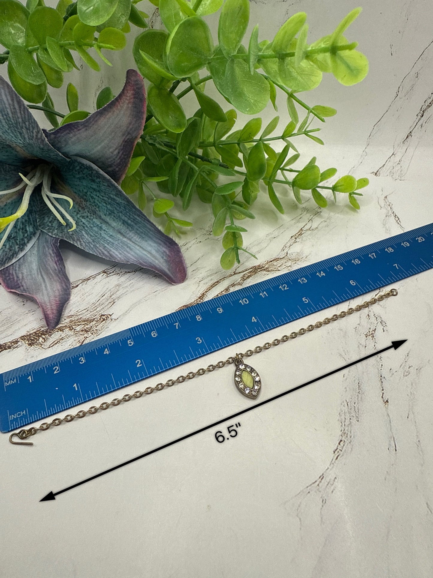 Oval Light Green Clear Rhinestone Pendant Gold Doll Necklace • 18 Inch Fashion Doll Jewelry