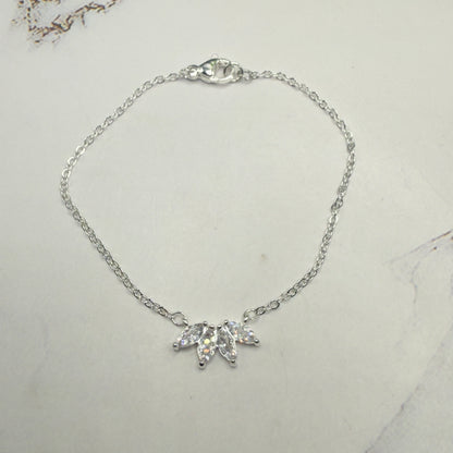 Clear Crystal Rhinestone Petals Shape Pendant Silver Doll Necklace • 18 Inch Fashion Doll Jewelry