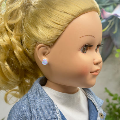 Light Blue Bunny Easter Post Doll Earrings • 18 Inch Fashion Doll Jewelry