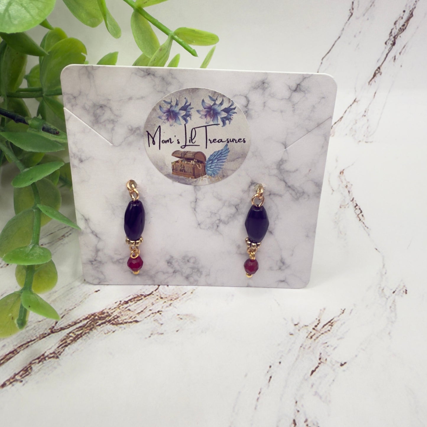 Red Black Beaded Dangle Doll Earrings • 18 Inch Fashion Doll Jewelry