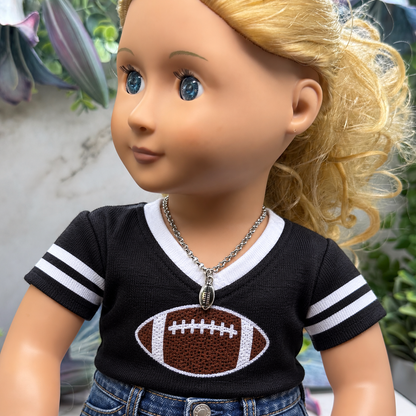 Silver Football Sports Charm Doll Necklace | for 18 Inch Fashion Dolls