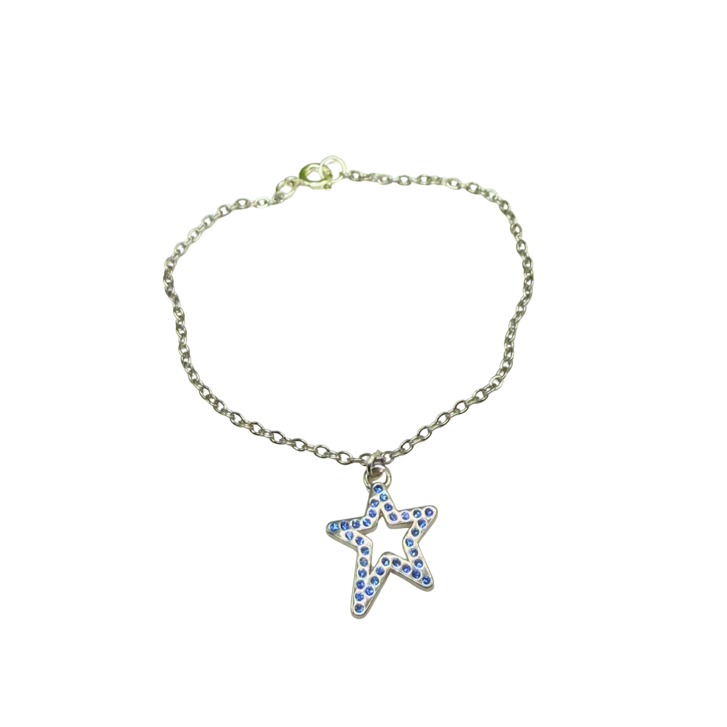 Blue Rhinestone Star Charm Silver Chain Doll Necklace for 18 Inch Fashion Doll