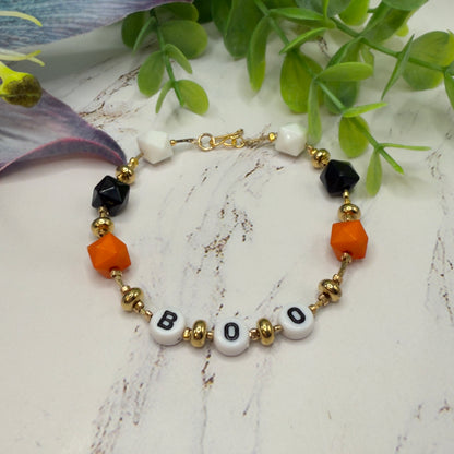 Boo Halloween Acrylic Beaded Gold Chain Doll Necklace • 18 Inch Fashion Doll Jewelry