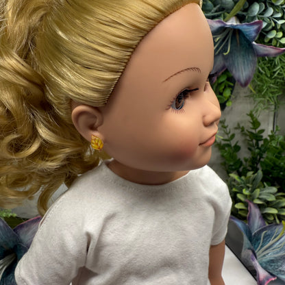 Golden Yellow Autumn Fall Leaf Post Doll Earrings • 18 Inch Fashion Doll Jewelry