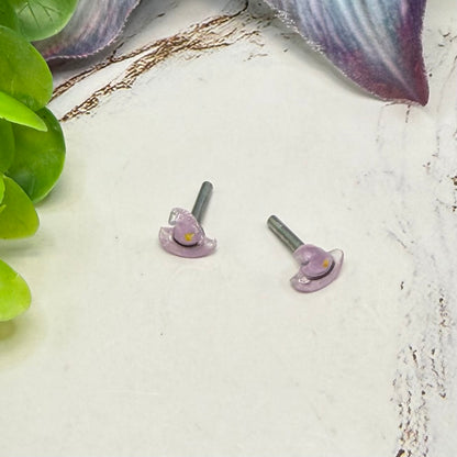 Purple Witch Hat Halloween 2mm Post Doll Earrings | fits 18 Inch Dolls • American Girl