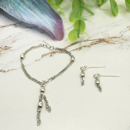 Silver Chain Beaded Tassel Style Doll Necklace & Earring • 16 Inch Fashion Doll Jewelry