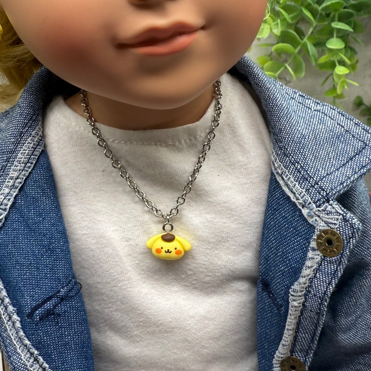 Pompompurin Sanrio Dog Charm Doll Necklace & Earrings Set • 18 Inch Fashion Doll Jewelry