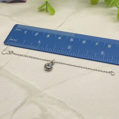 Round Clear Rhinestone Pendant Silver Chain Doll Necklace