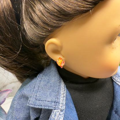 Orange Golden Autumn Fall Leaf Post Doll Earrings • 2mm Post for 18 Inch Fashion Doll