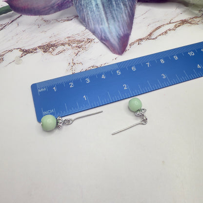 Light Green Glass Beaded Silver Chain Doll Necklace • 18 Inch Fashion Doll Jewelry