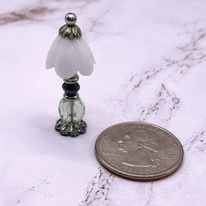 Light Green Crystal Miniature Table lamp 1-3/8” • Dollhouse Miniatures