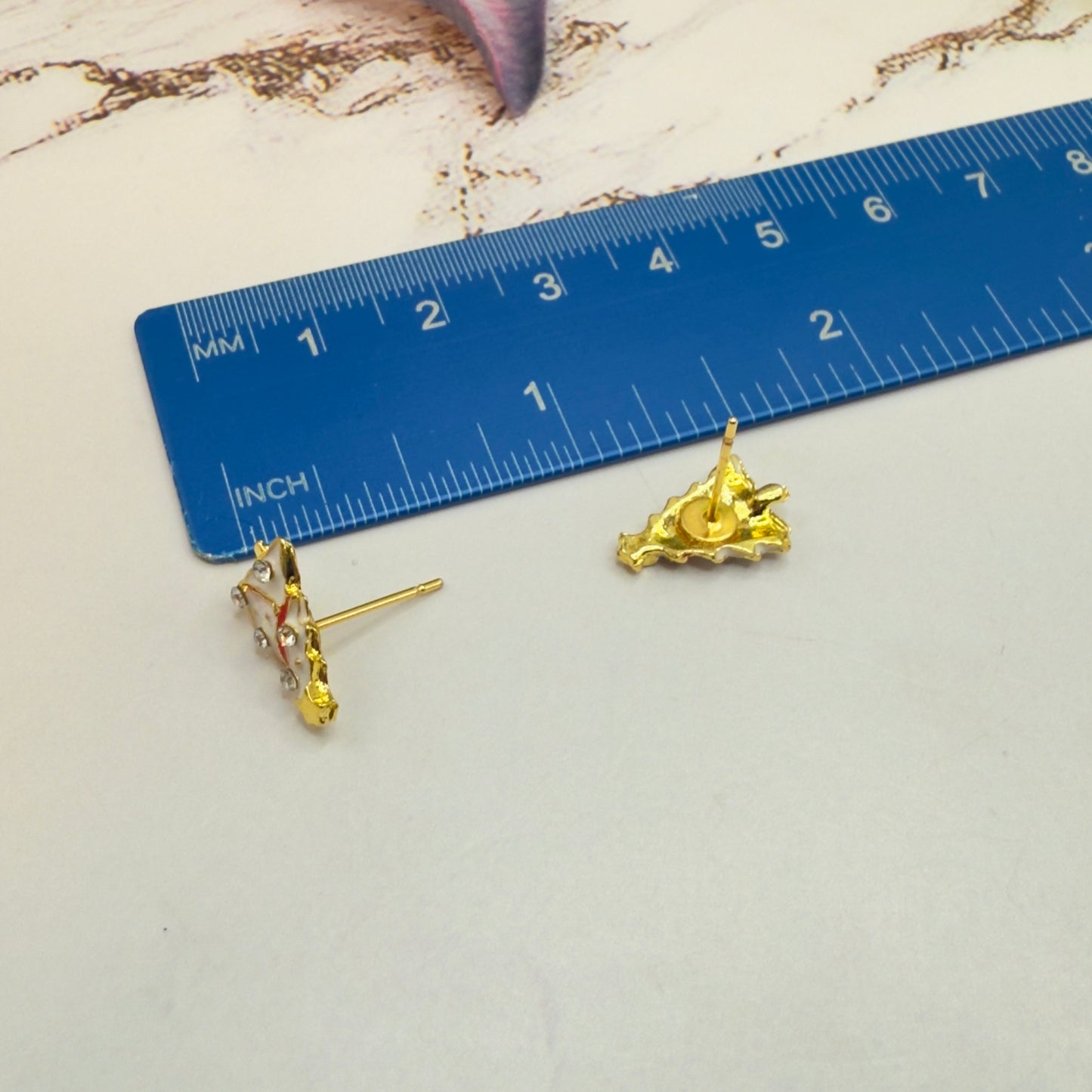 White Christmas Tree Gold Post Doll Earrings • 18 Inch Fashion Doll Jewelry