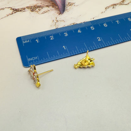 White Christmas Tree Gold Post Doll Earrings • 18 Inch Fashion Doll Jewelry