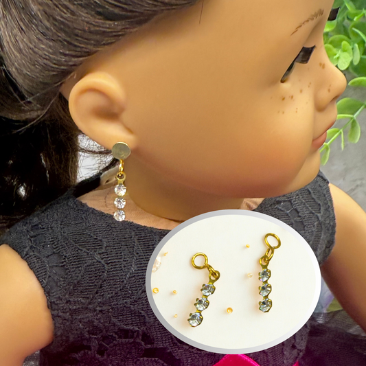 Clear Rhinestone Dangle Doll Earrings -  DANGLE ONLY • 18” Fashion Doll Jewelry