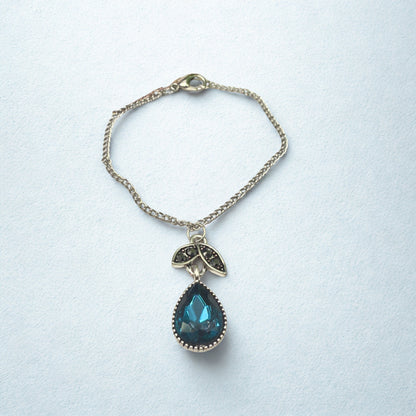 Dark Turquoise Teardrop Rhinestone Pendant Doll Necklace • 18 Inch Fashion Doll Jewelry