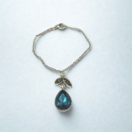 Dark Turquoise Teardrop Rhinestone Pendant Doll Necklace • 18 Inch Fashion Doll Jewelry