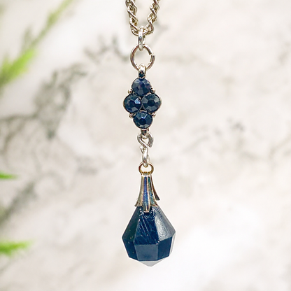 Black Teardrop Crystal & Rhinestone Dangle Necklace • 18” Fashion Doll Jewelry