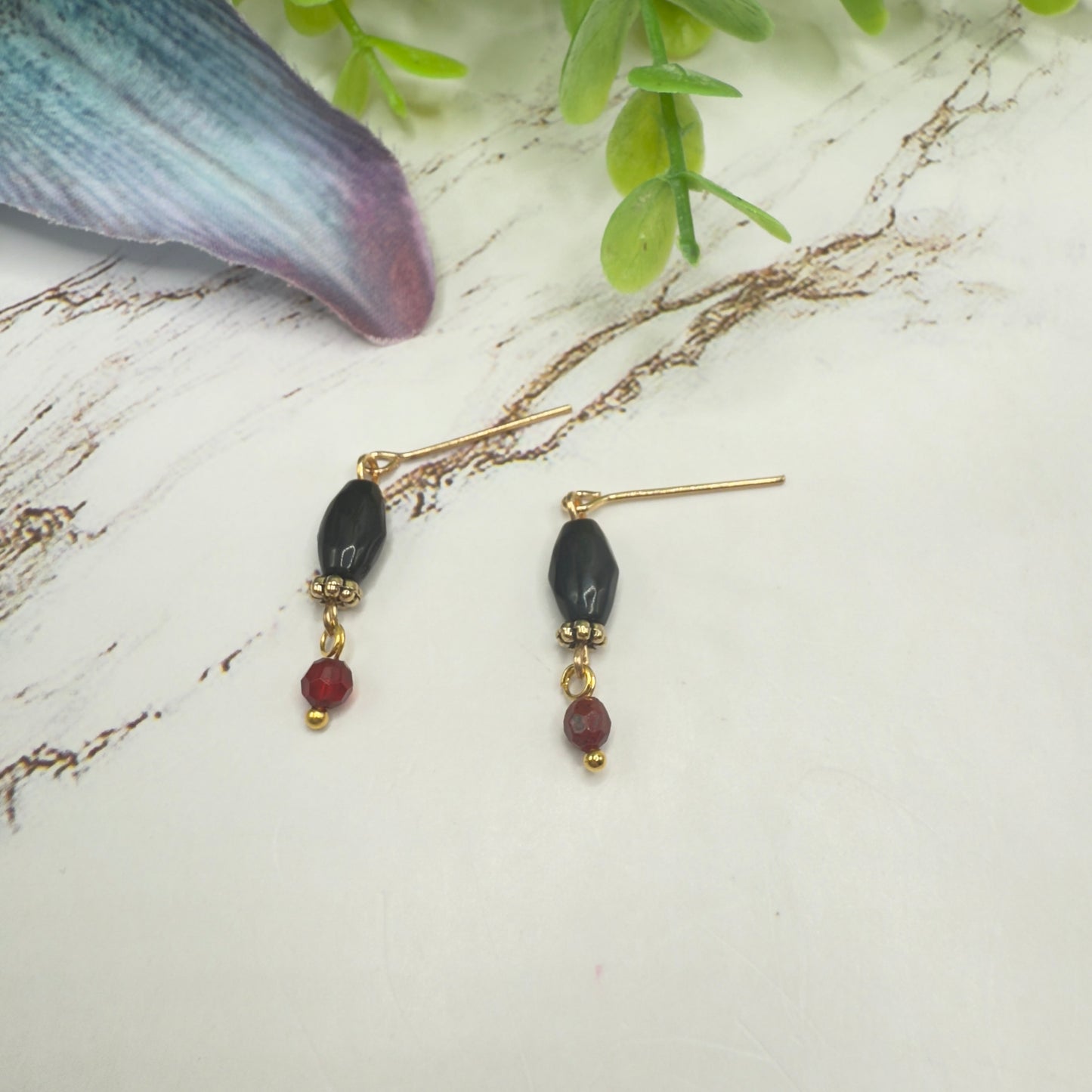 Red Black Beaded Dangle Doll Earrings • 18 Inch Fashion Doll Jewelry