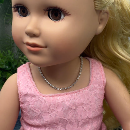 Clear Rhinestone Cup Chain Doll Necklace • 18 Inch Fashion Doll Jewelry