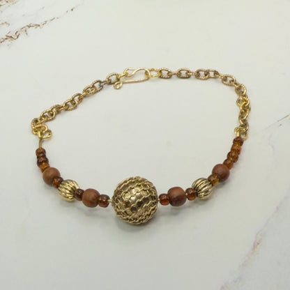 Brown Gold Beaded Flex Wire Collar Style Doll Necklace • 18 Inch Fashion Doll Jewelry