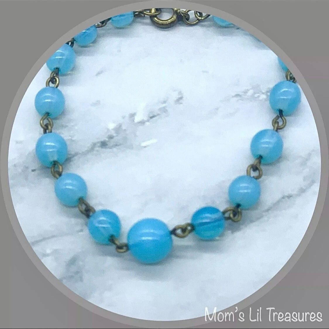Turquoise Blue Glass Beaded Doll Necklace • 18 Inch Fashion Doll Jewelry