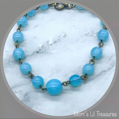 Turquoise Blue Glass Beaded Doll Necklace • 18 Inch Fashion Doll Jewelry