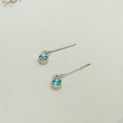 Round Turquoise Blue Rhinestone Silver Doll Earrings • 18 Inch Fashion Doll Jewelry