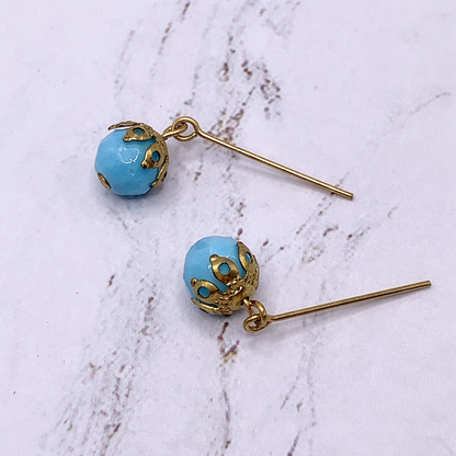 Turquoise Blue Glass Dangle Earrings • 18 Inch Fashion Doll Jewelry