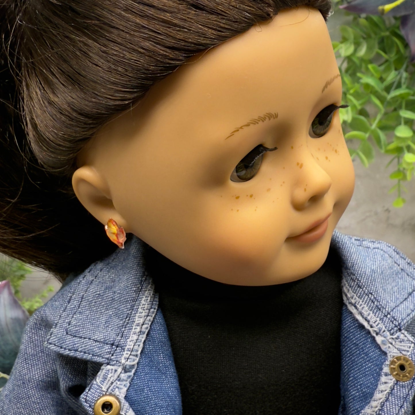 Orange Golden Autumn Fall Leaf Post Doll Earrings • 2mm Post for 18 Inch Fashion Doll