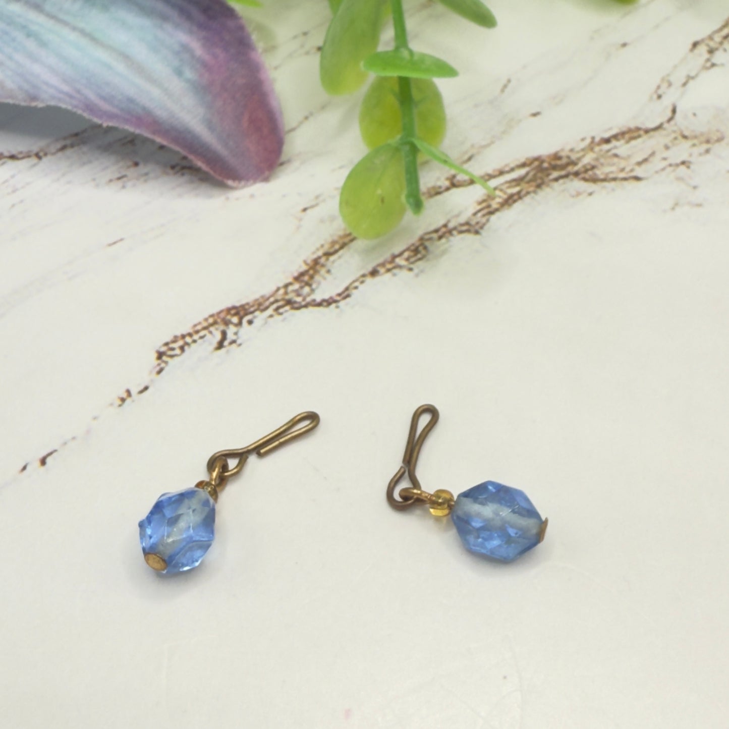 Blue Crystal Dangle  Doll Earrings • 10-12 Inch Fashion Doll Jewelry 1:6