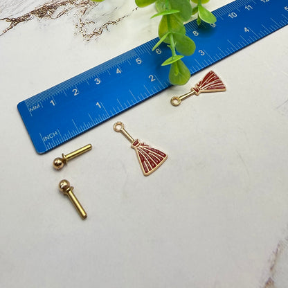 Witches Broom Halloween Dangle 2mm Post Doll Earrings • fits 18 Inch Doll • American Girl