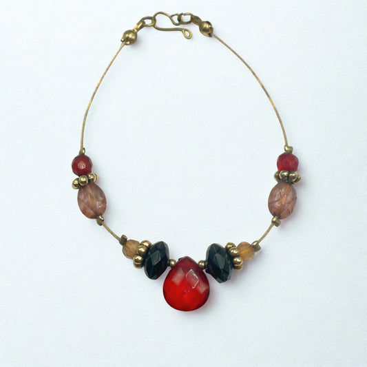 Red Black Multi Color Beaded Wire Strung Doll Necklace • 18 Inch Fashion Doll Jewelry