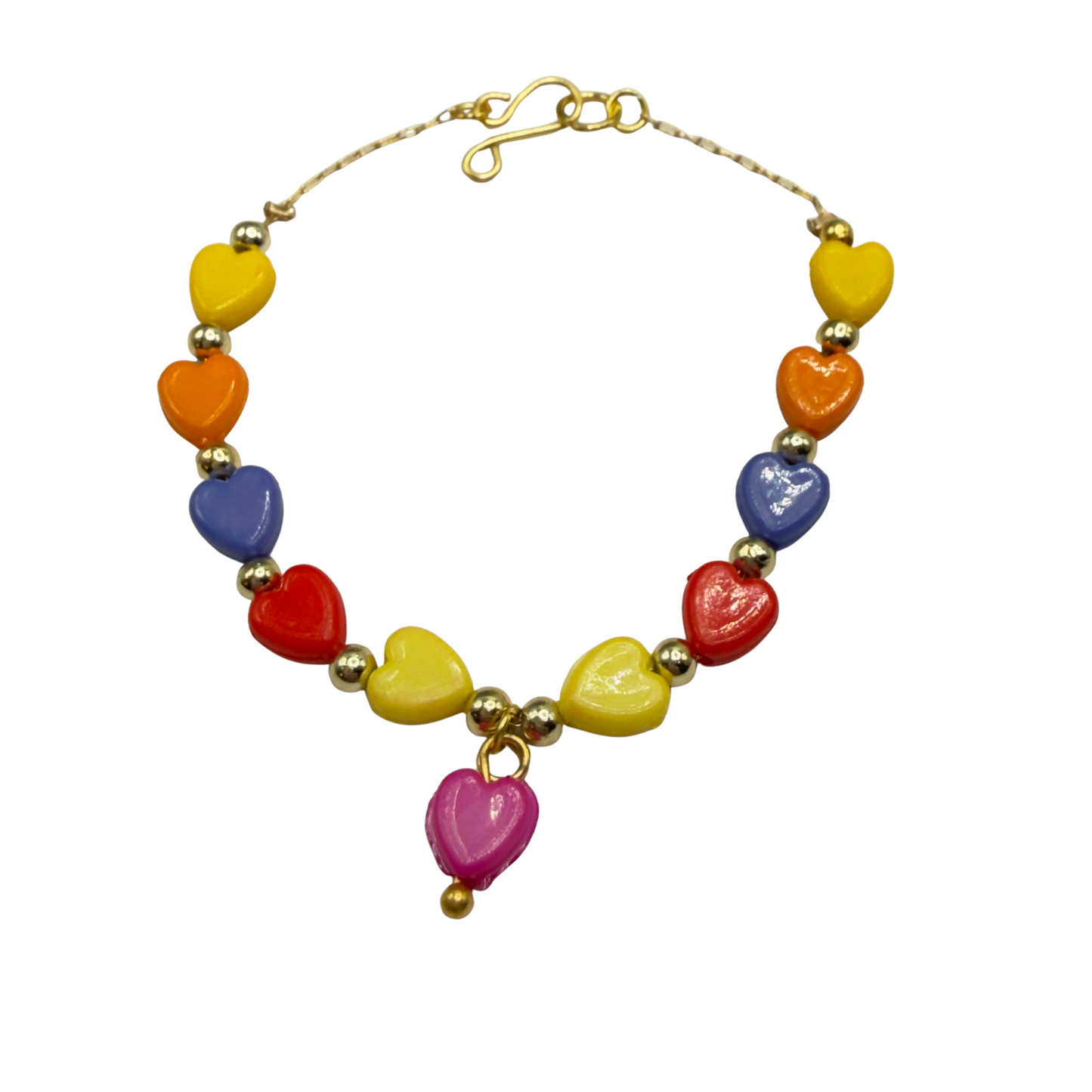 Rainbow Multi Color Heart Bead Doll Necklace • 18 Inch Fashion Doll Jewelry