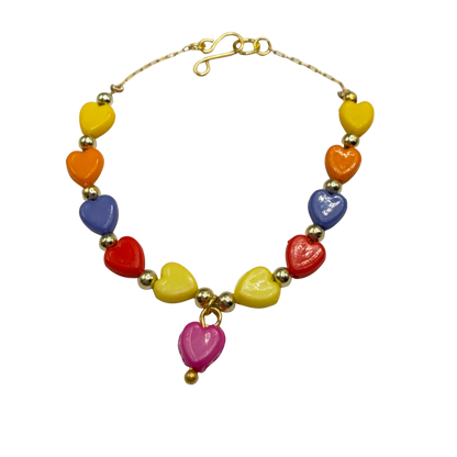 Rainbow Multi Color Heart Bead Doll Necklace • 18 Inch Fashion Doll Jewelry