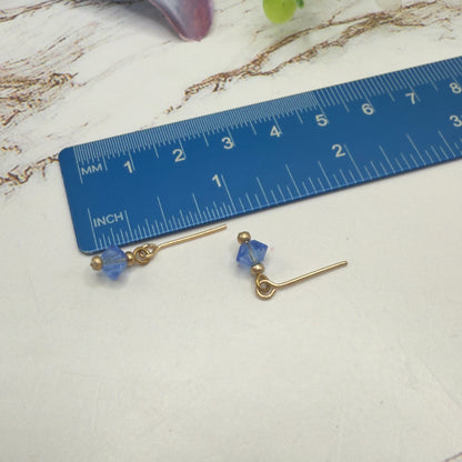 Blue Glass Crystal & Gold Dangle Doll Earrings • 16 Inch Fashion Doll Jewelry