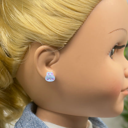 Light Blue Bunny Easter Post Doll Earrings • 18 Inch Fashion Doll Jewelry