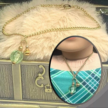 Green Perfume Bottle Look Pendant Doll Necklace • 18 inch Fashion Doll Jewelry