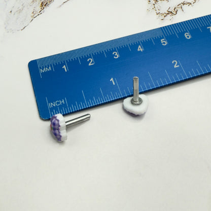 Purple Lattice Design Heart Post Doll Earrings • 2mm Post for 18 Inch Fashion Doll
