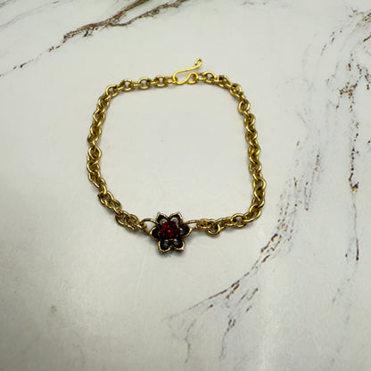 Red Rhinestone Flower Charm Gold Chain Doll Necklace • 18 Inch Doll Jewelry
