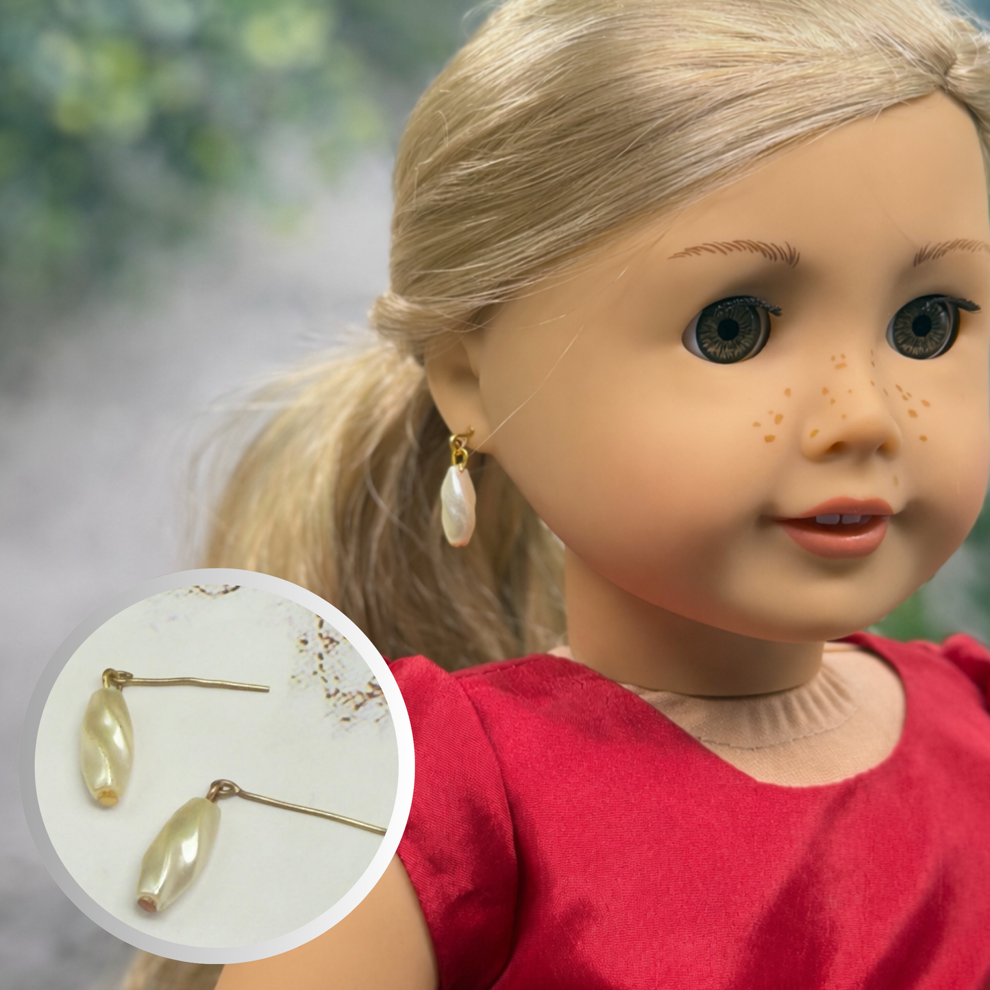 Wavy Elongated Pearl Drop Doll Earrings • 18 Inch Fashion Doll Jewelry