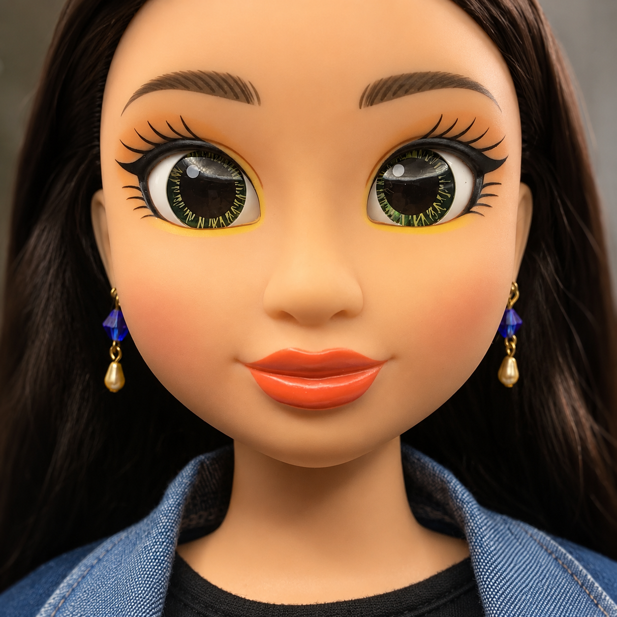 Blue Glass Crystal & Pearl Dangle Doll Earrings • 18 Inch Fashion Doll Jewelry