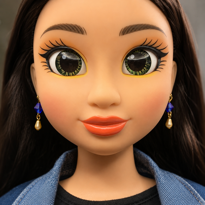 Blue Glass Crystal & Pearl Dangle Doll Earrings • 18 Inch Fashion Doll Jewelry