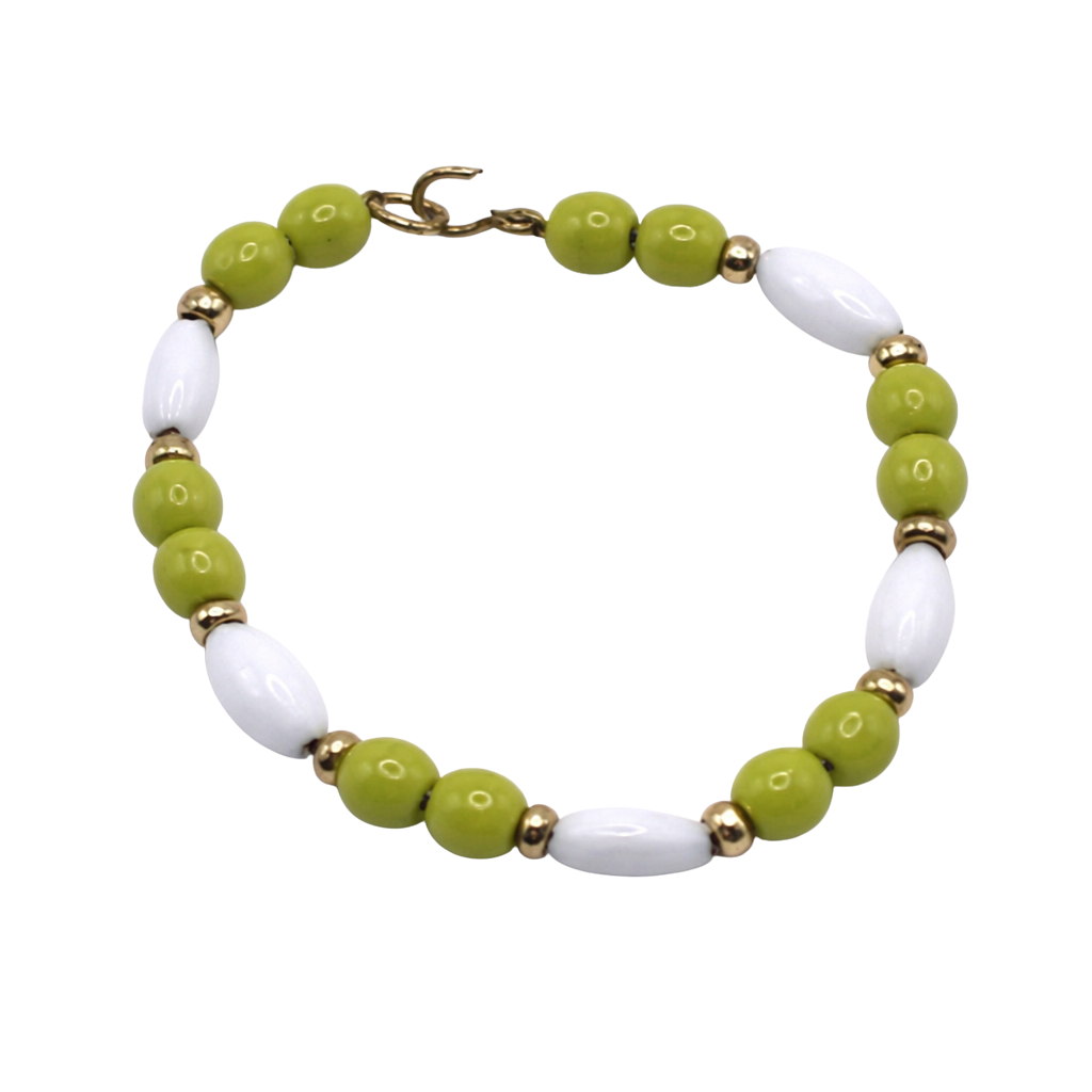 Green White Beaded Necklace for 14” Doll fits Wellie Wisher Doll