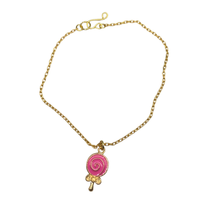 Pink Lollipop Charm Gold Chain Doll Necklace • 18 Inch Fashion Doll Jewelry