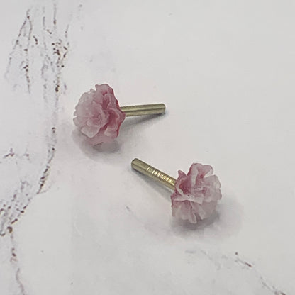 Pink Flower Rose Post Doll Earrings 2mm Post • fits 18” American Girl Doll