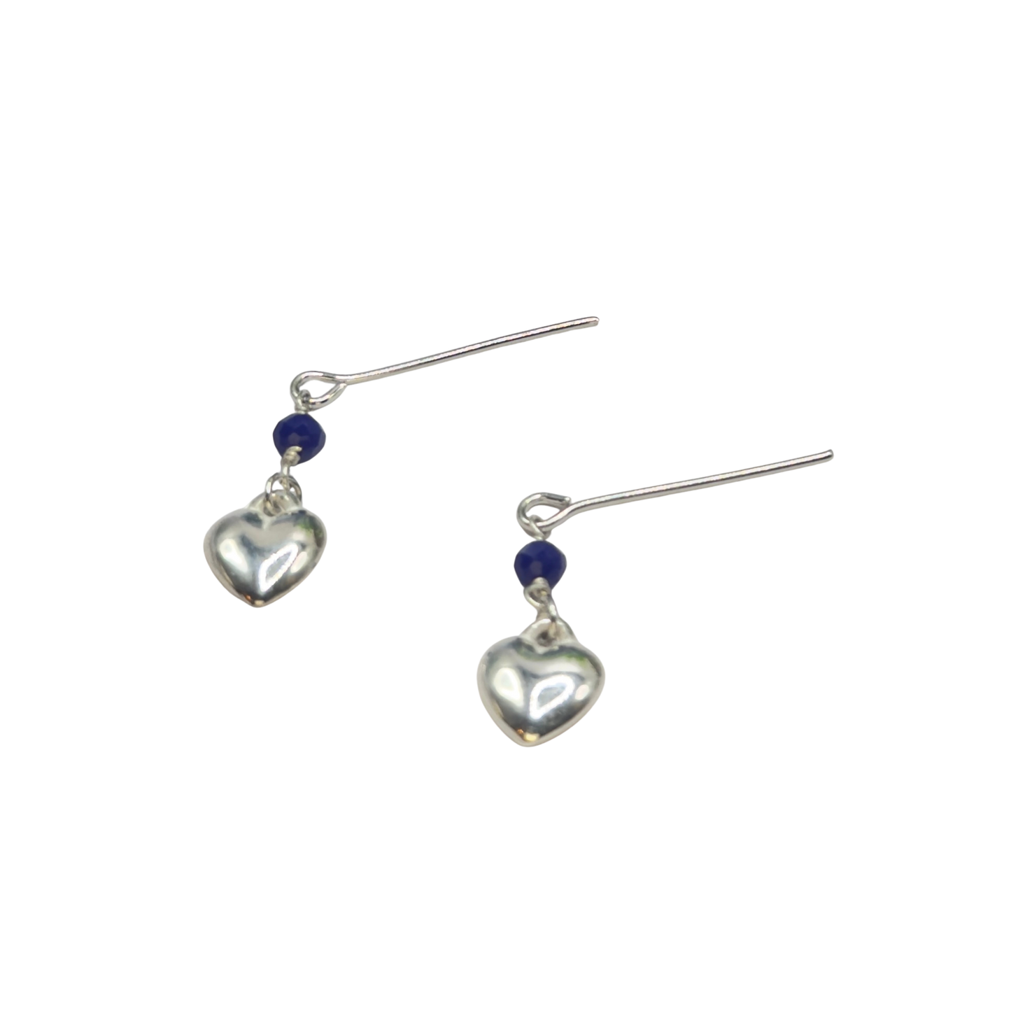 Silver Heart Blue Crystal Dangle Doll Earrings • 18 Inch Fashion Doll Jewelry